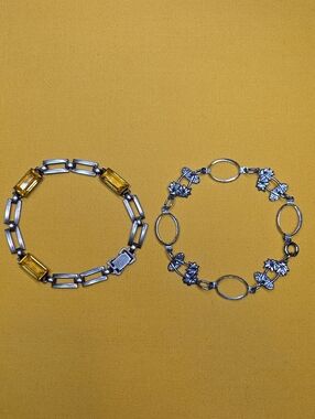 VTG Sterling Silver Citrine & Palm Tree Bracelet ▪︎ Lot of 2 Lovely Pieces!